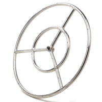 Athena round 304 stainless steel spoke fire ring burner for gas fire pits, models FRS06 to FRS48