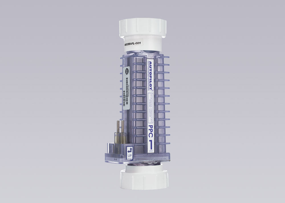 AutoPilot PPC1 salt chlorine generator replacement cell vertical view with union connections