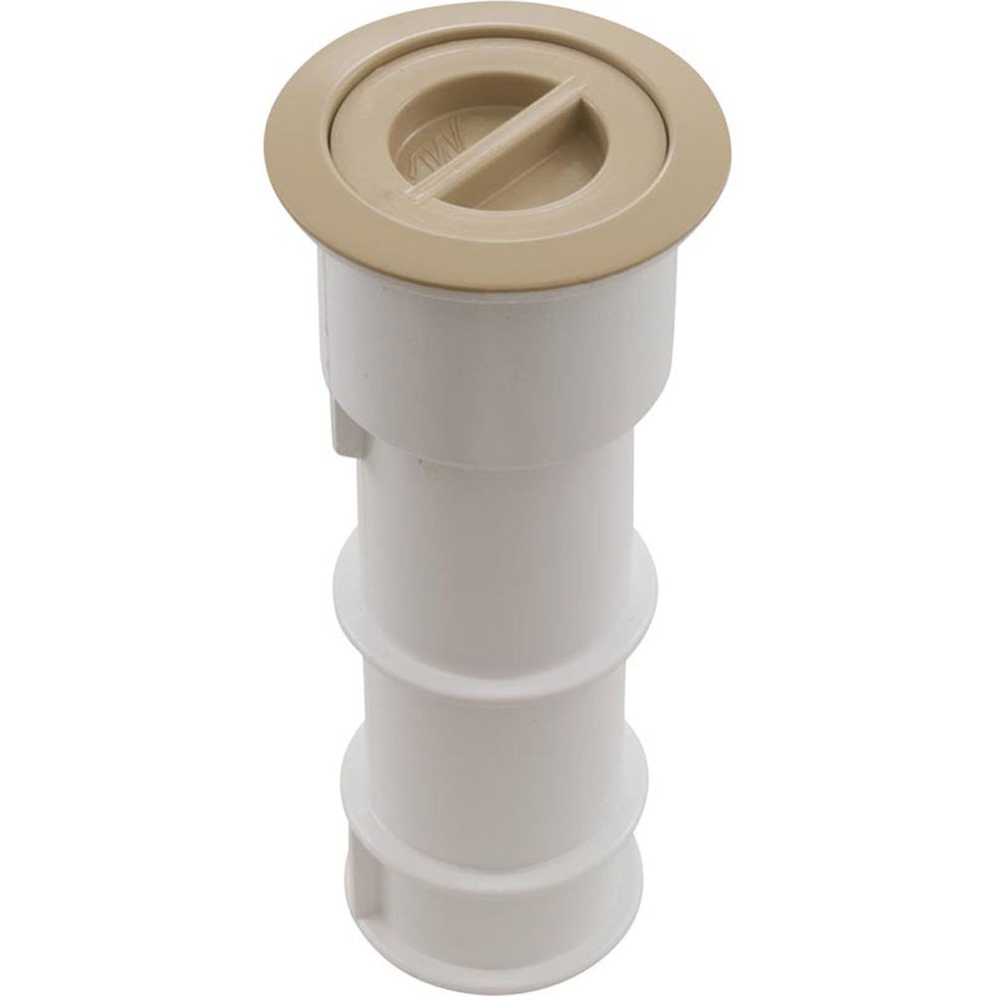 Beige Waterway Plastics volleyball pole holder for a secure and stylish poolside setup.