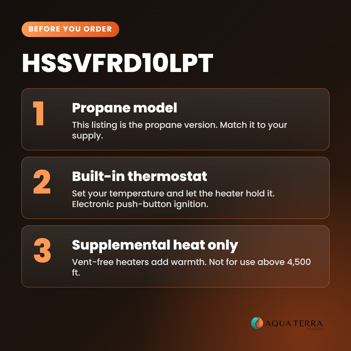 Heatstar HSSVFRD10LPT, before you order