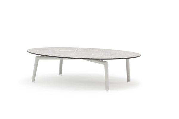 COUTURE Jardin Scoop Coffee Table in Light Grey Aluminum / Oyster Marble HPL