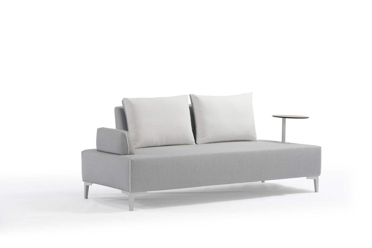 COUTURE Jardin Flexi Sofa with One Arm and Side Table in Upholstered Structure / White Aluminum