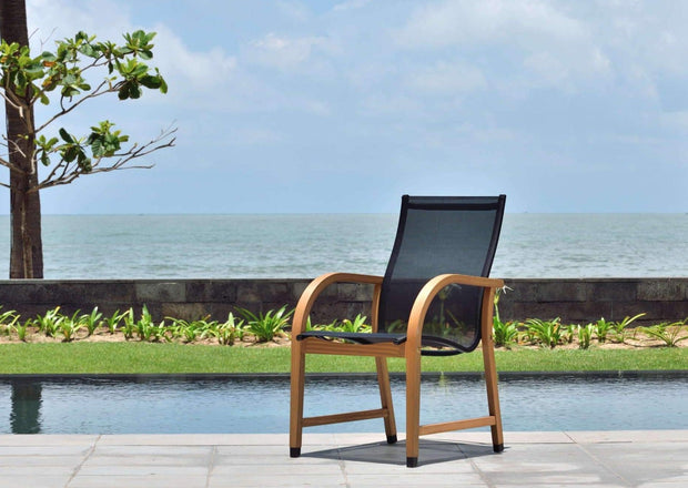 Amazonia Manhattan Outdoor Dining Armchairs, Black, Set of 4