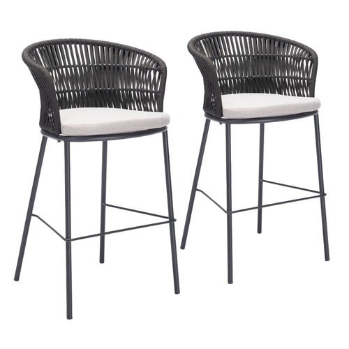 Freycinet Outdoor Patio Barstool, Set of 2, Black