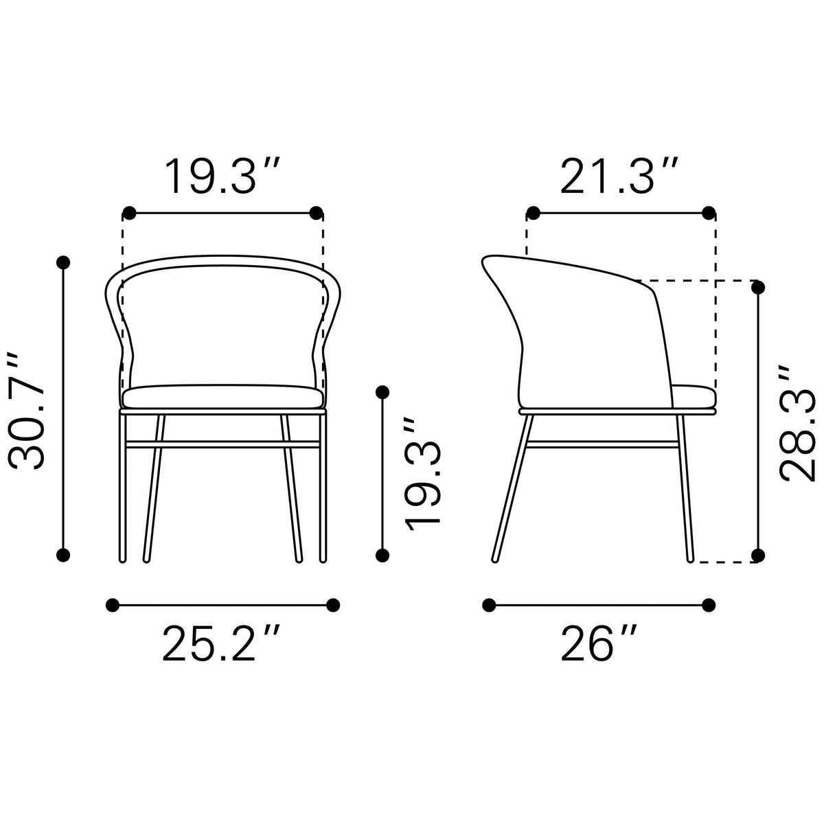 Freycinet Outdoor Patio Dining Chair, Set of 2, Black