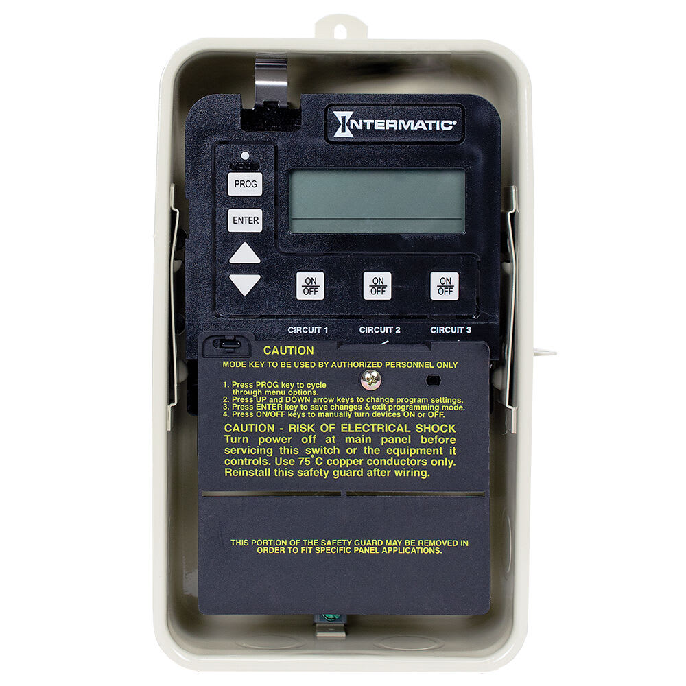 Intermatic Digital Time Clock, 3 Circuit, Metal Enclosure, model PE153