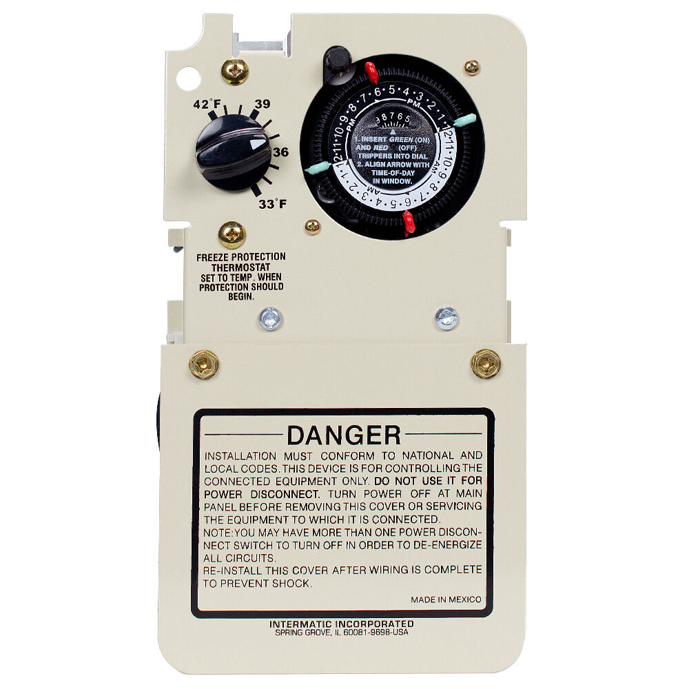 Intermatic 24 Hour Mechanical Timer with Thermostat, 240V, Freeze Protection, model PF1102MT