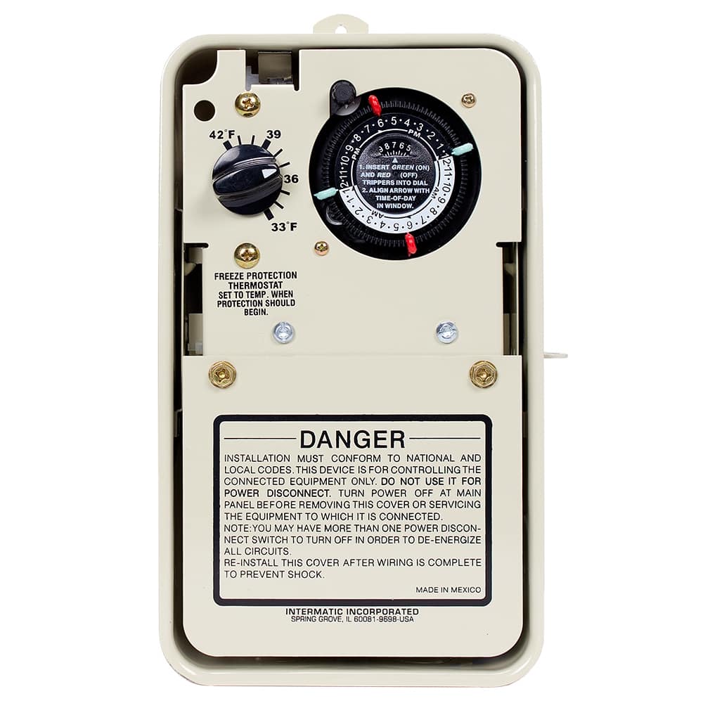 Intermatic 24 Hour Mechanical Timer with Thermostat, 240V, Freeze Protection, Outdoor Enclosure, model PF1102T