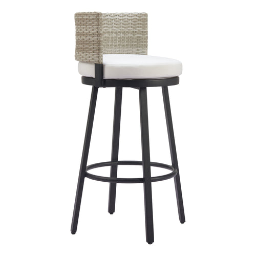 Midnight Wave Outdoor Patio Barstool, White