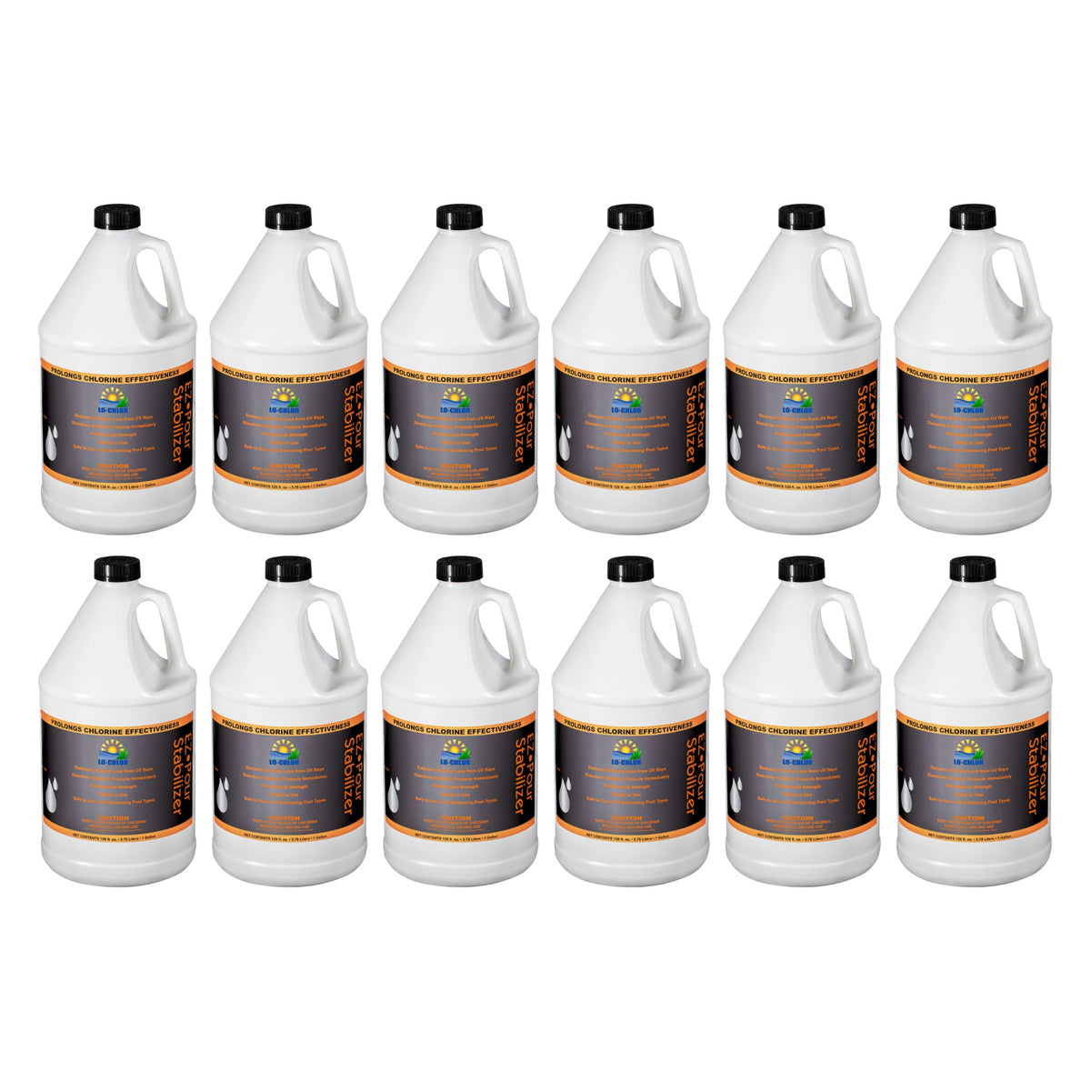 Lo-Chlor EZ-Pour Liquid Stabilizer 1 gallon, 12 pack of twelve jugs