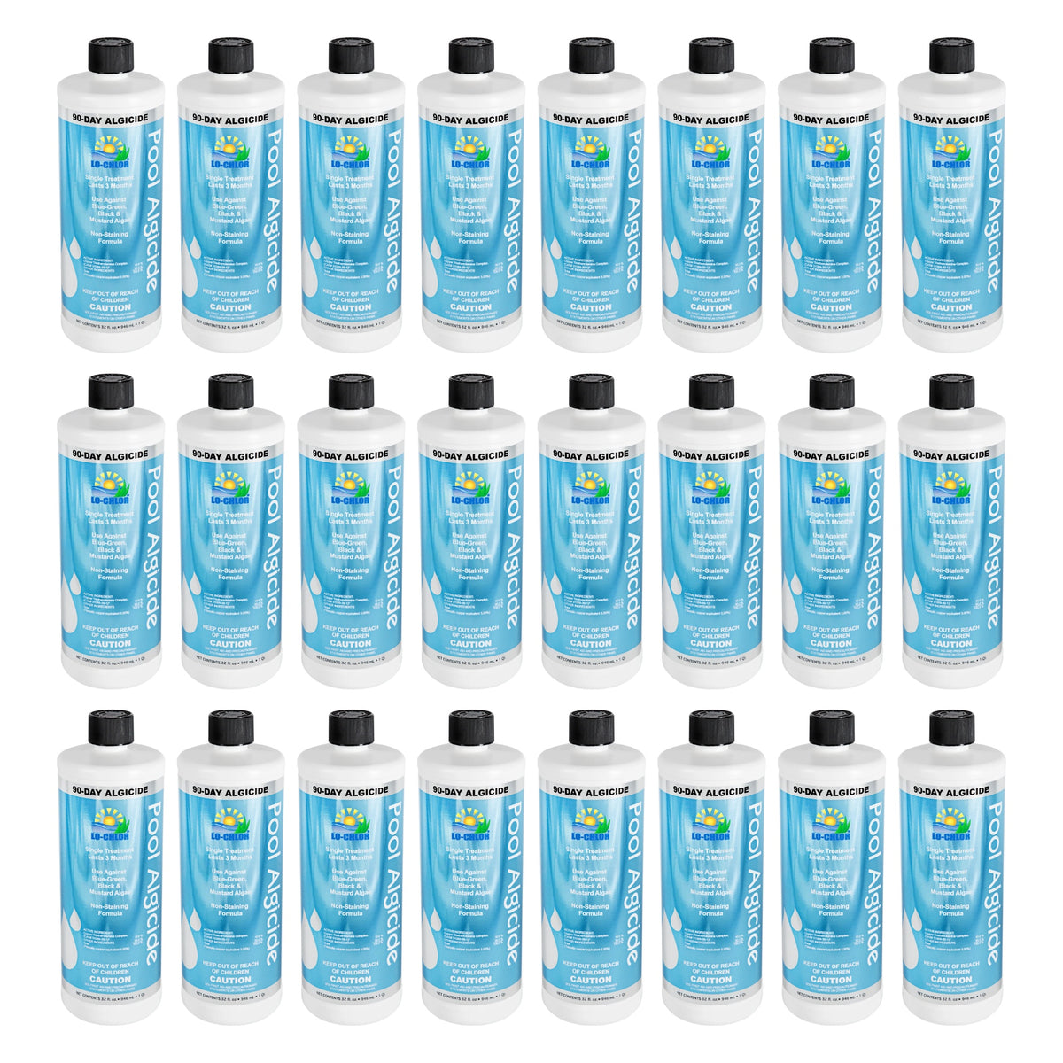 Lo-Chlor 90-Day Pool Algaecide 32 oz, 24 pack of twenty four bottles