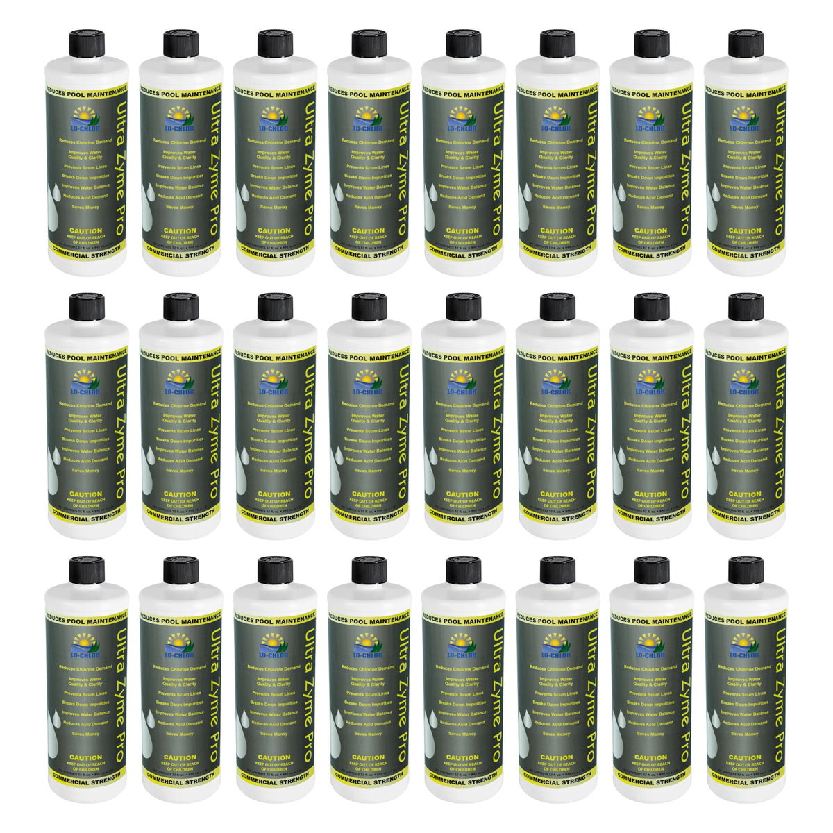 Lo-Chlor Ultra Zyme Pro Concentrated Enzyme 1 qt, 24 pack of twenty four bottles