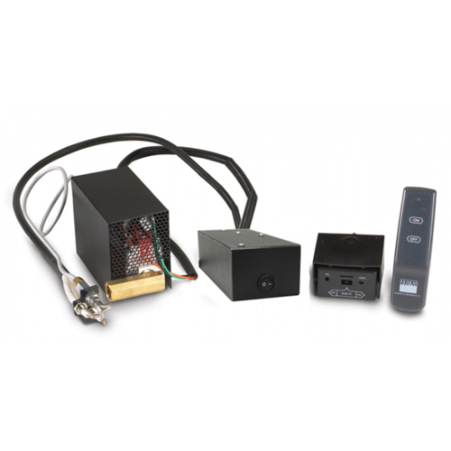 Napoleon EPK1 end panel kit for single-sided fireplaces featuring electronic components, wiring, and a remote control system.