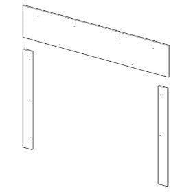 Technical drawing of the Napoleon NCEX36 non-combustible kit components, including header and side plates for the Elevation 36 fireplace.