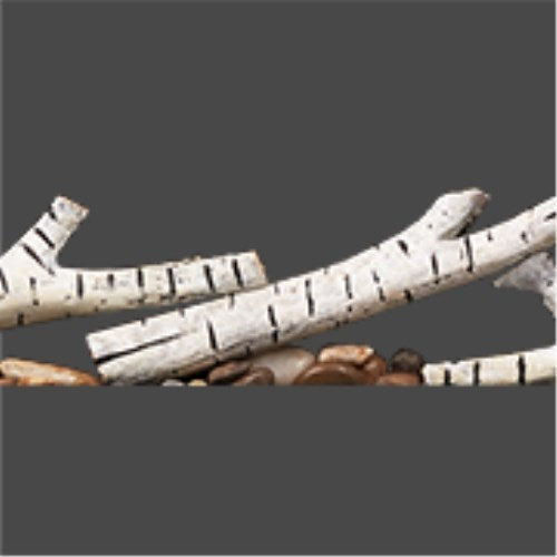 Napoleon NEF-BLRAK72 birch log kit with rocks for 72-inch gas fireplaces, providing realistic flame effect