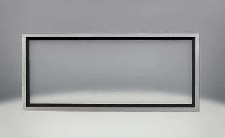 Napoleon PSB38SS stainless steel fireplace safety barrier installed over firebox opening