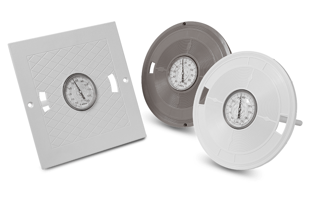 Pentair LID SKMR W/THERM WHT BRM LID BERMUDA SKIMMER 9-1/4IN ROUND W/THERMOMETER