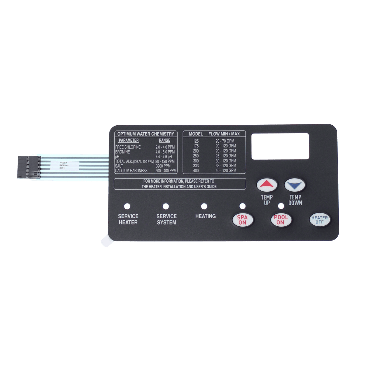 Pentair MasterTemp Membrane Switch Replacement, model 472610Z