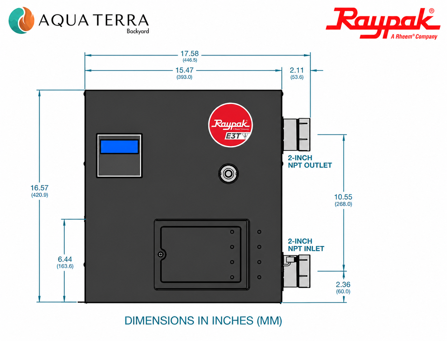 Raypak E3T ELS-R-0030-3-TI 101k BTU Titanium Electric Heaters