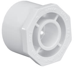 Lasco PVC Reducing Bushing, Spigot x Slip, White, Schedule 40, model 437101