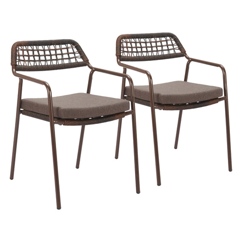 Rio Outdoor Patio Dining Chair, Set of 2, Brown