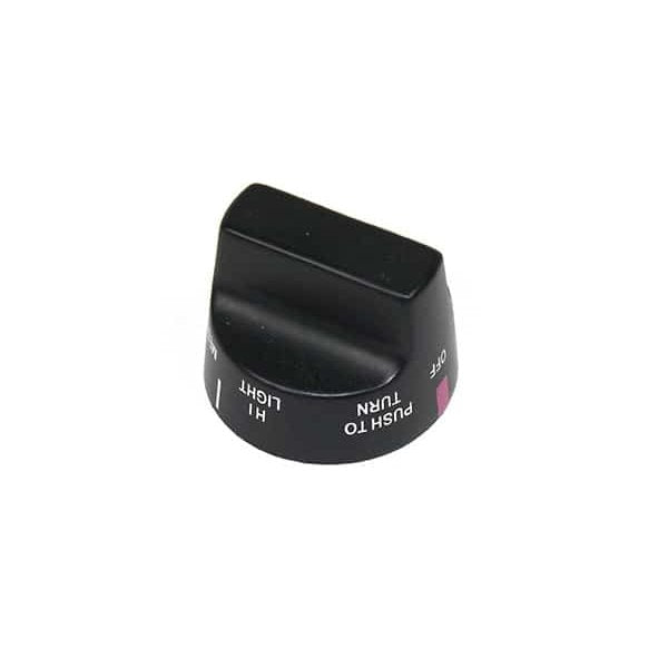 Phoenix Grills black valve control knob with embossed heat settings