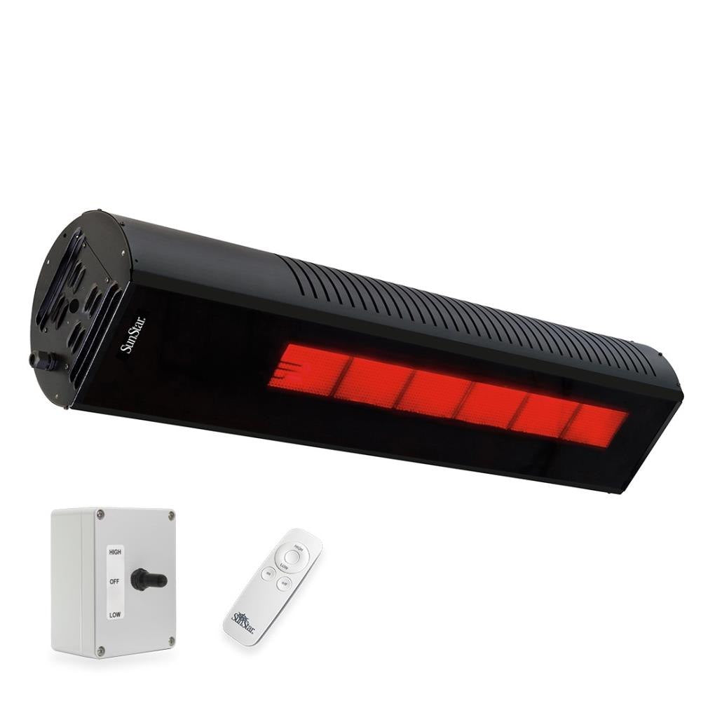 Sunstar N10 SGL1560 Natural Gas Black Sunstar Package: Two-Stage 35,000 To 24,000 BTU Infrared Heater With A 3-Way Position Switch, Wireless Remote, And Adjustable Mounting Kit