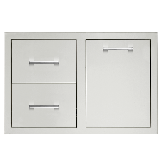 True Flame 33 inch 2-drawer and access door combo in stainless steel, model TF-DC2-33-A