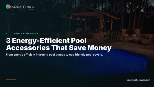 3 Energy-Efficient Pool Accessories That Save Money, over a pool at twilight.
