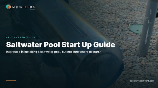 Saltwater Pool Start Up Guide, over a pool equipment pad.