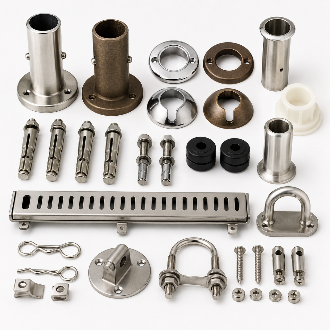 Pool Deck Hardware, Anchors, Escutcheons & Rail Parts – Aqua Terra Backyard