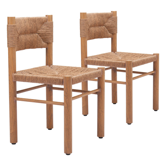 Iska Outdoor Patio Dining Chair, Set of 2, Natural