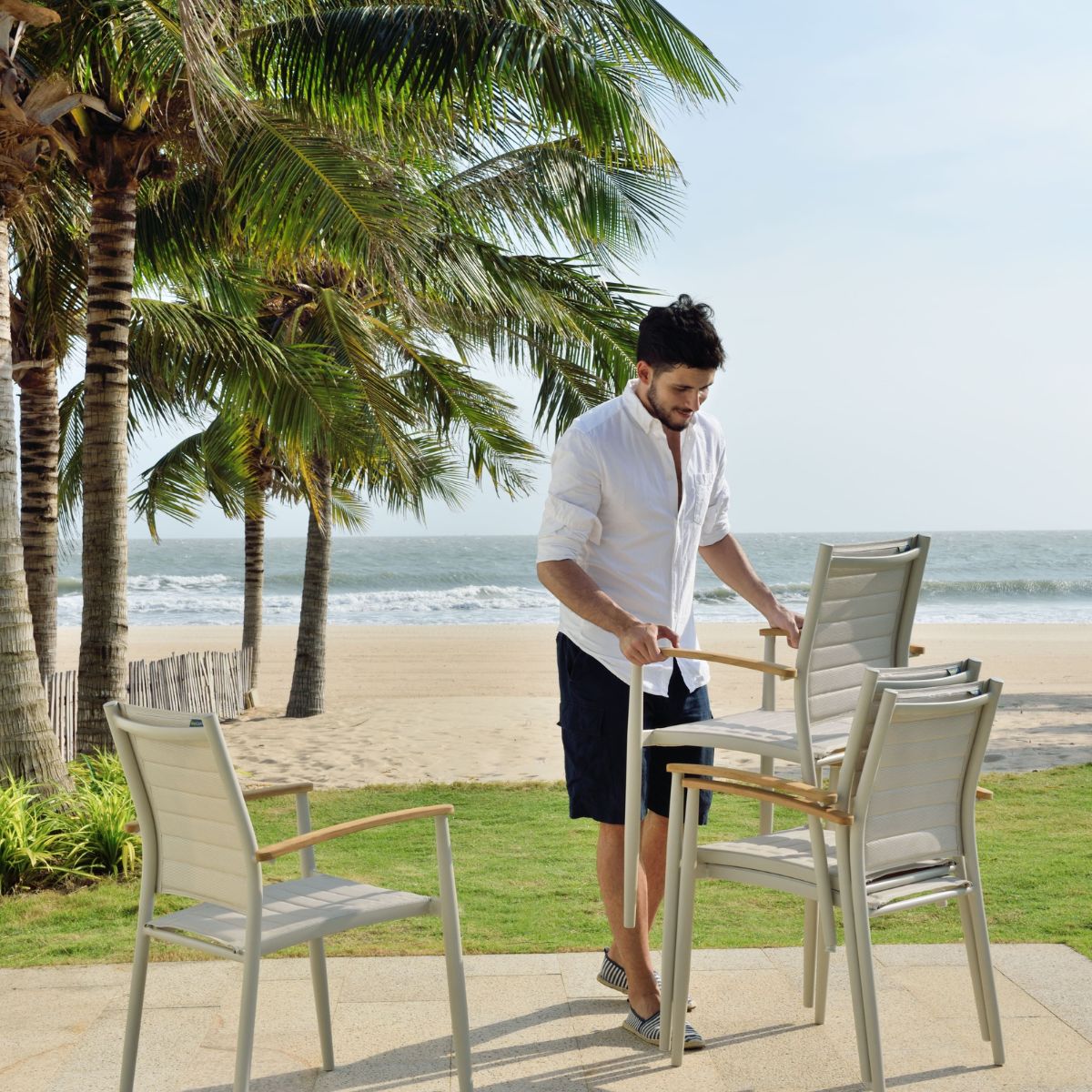 LifestyleGarden Portals Light Stacking Outdoor Dining Armchairs, Set of 2