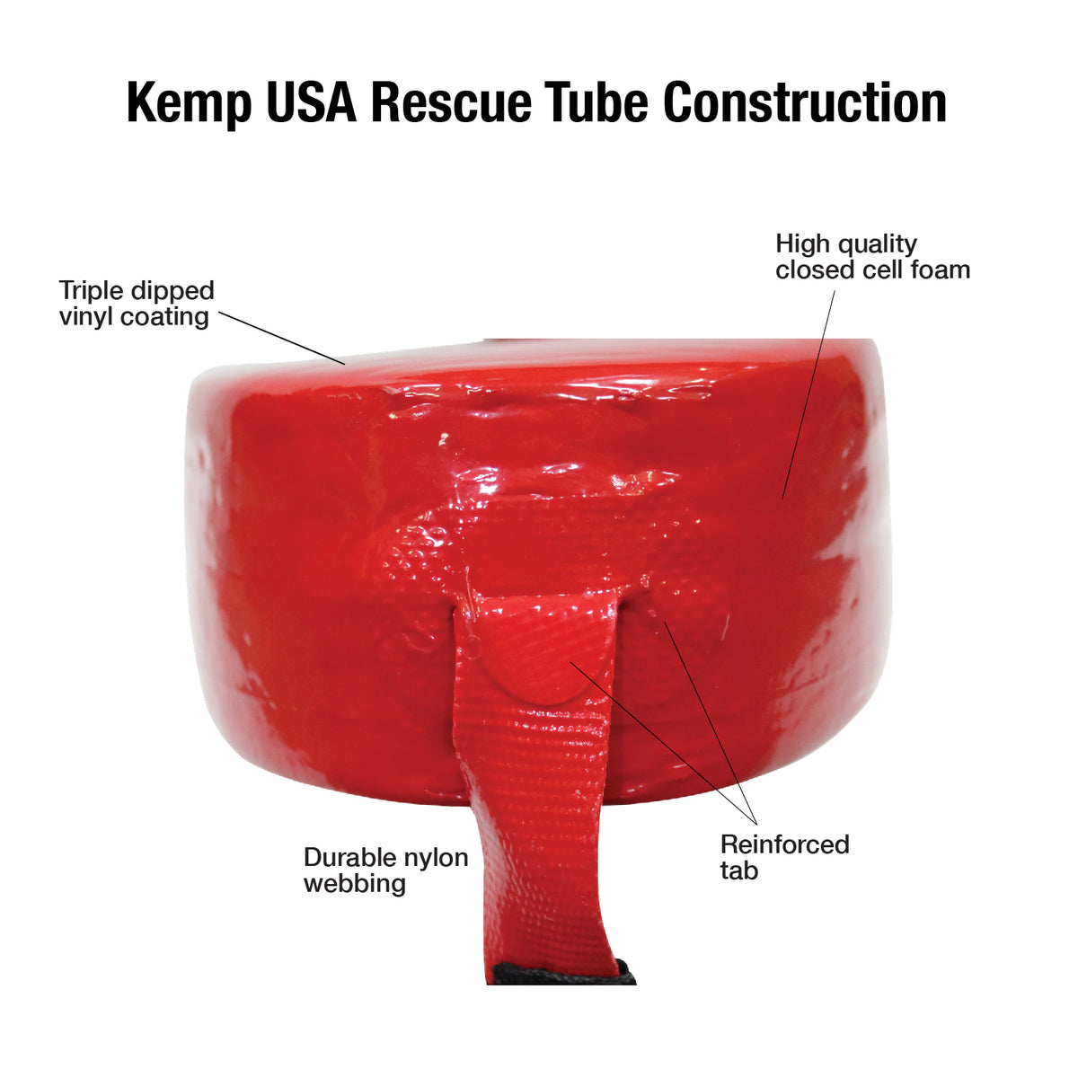 Kemp USA 50 in Grip It Rescue Tube with GUARD Logo, Kemp USA