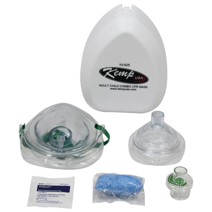 Kemp USA Adult Child and Infant CPR Mask Combo with Gloves and Wipe, Kemp USA