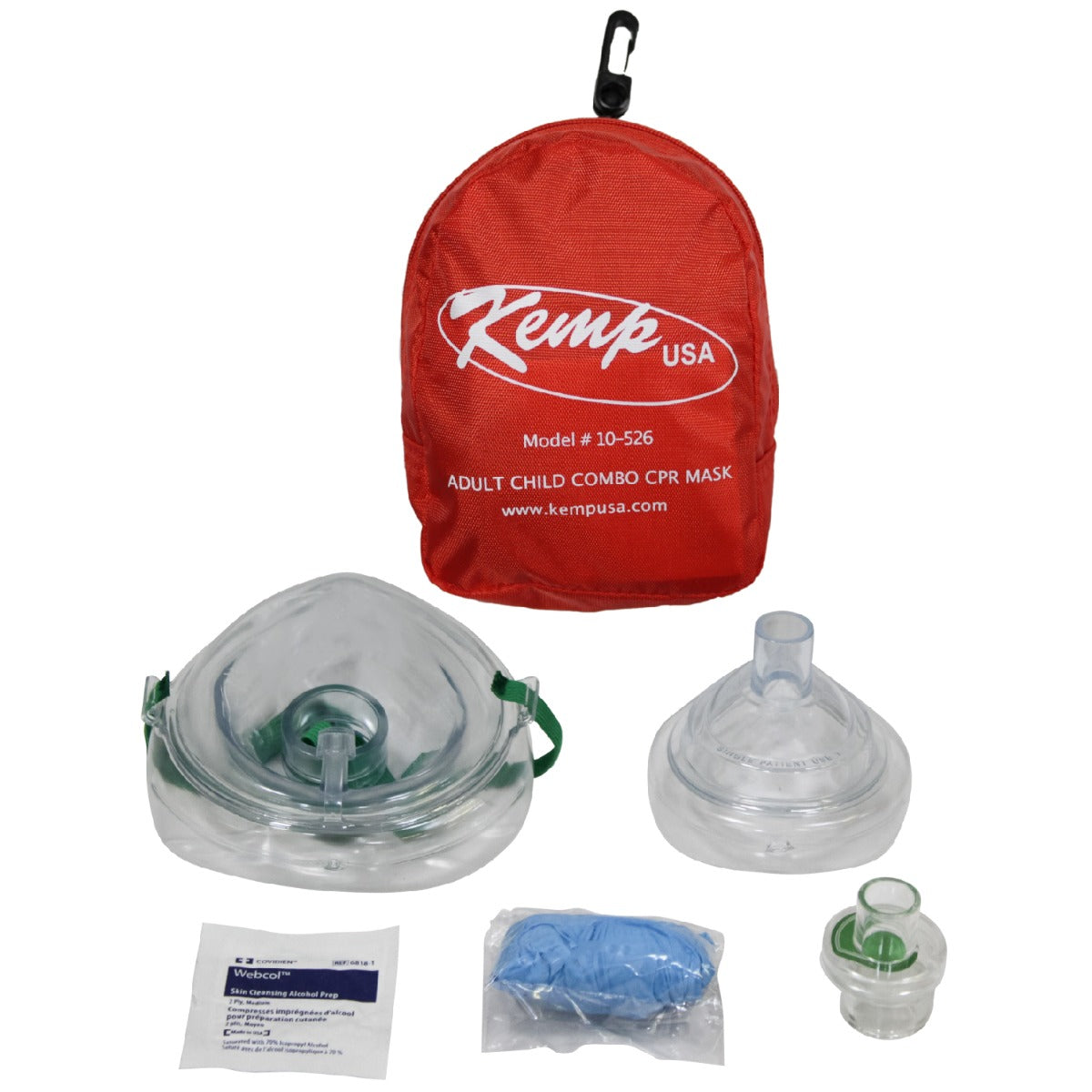 Kemp USA Adult Child and Infant CPR Mask Combo with Gloves and Wipe, Kemp USA