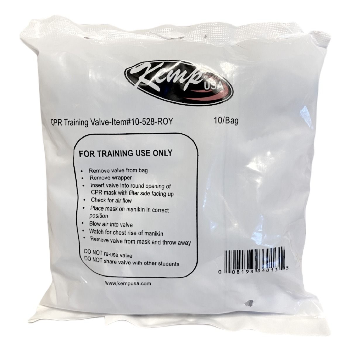 Kemp USA CPR Training Mask Kit with Cuffs and Training Valves, Kemp USA