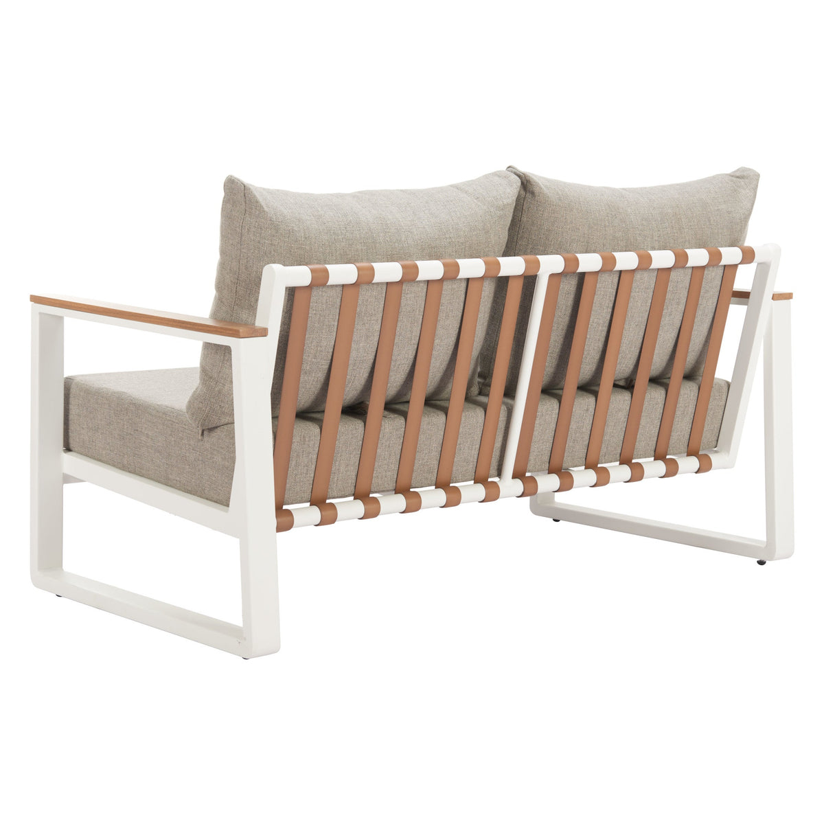 Welt Outdoor Patio Sofa, Taupe & White