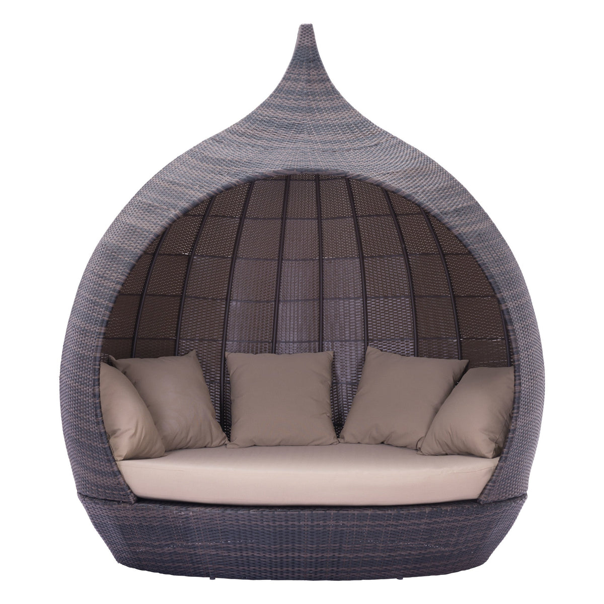 Martinique Outdoor Patio Beach Daybed, Brown & Beige