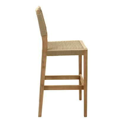 Corde Outdoor Patio Barstool, Beige