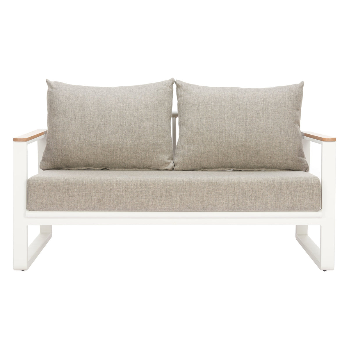 Welt Outdoor Patio Sofa, Taupe & White