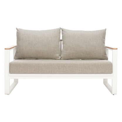 Welt Outdoor Patio Sofa, Taupe & White