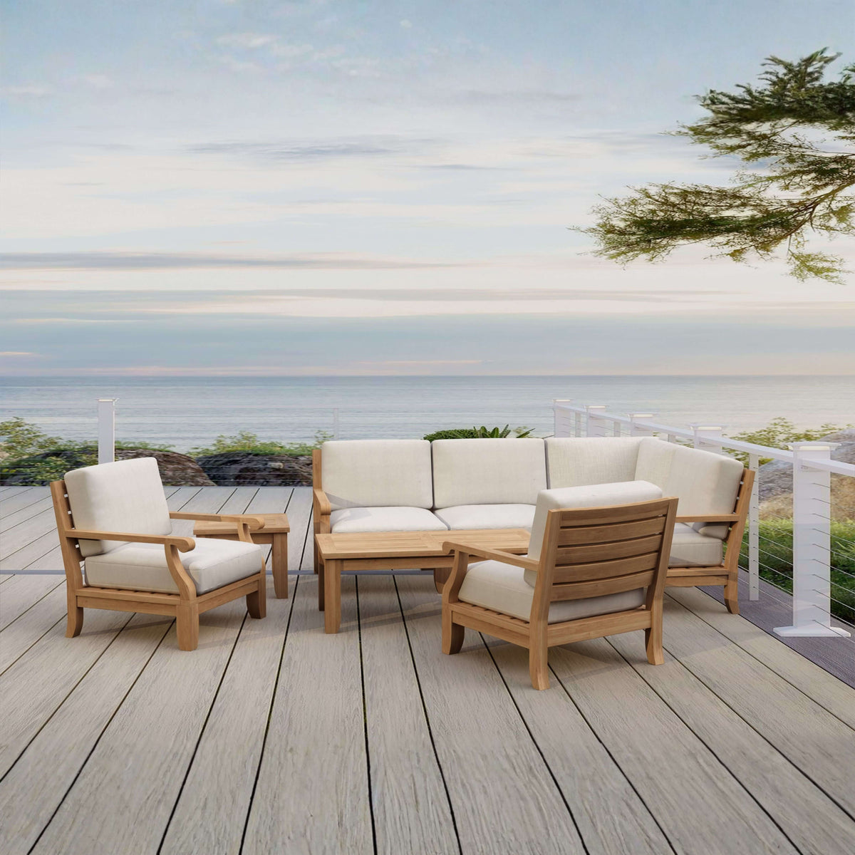 Anderson Teak Riviera 7-Piece Modular Set w/ Square Table