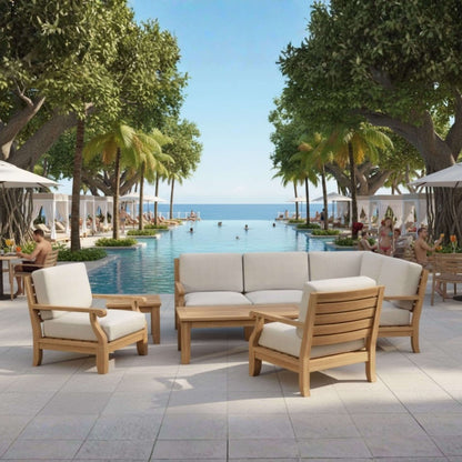 Anderson Teak Riviera 7-Piece Modular Set w/ Square Table