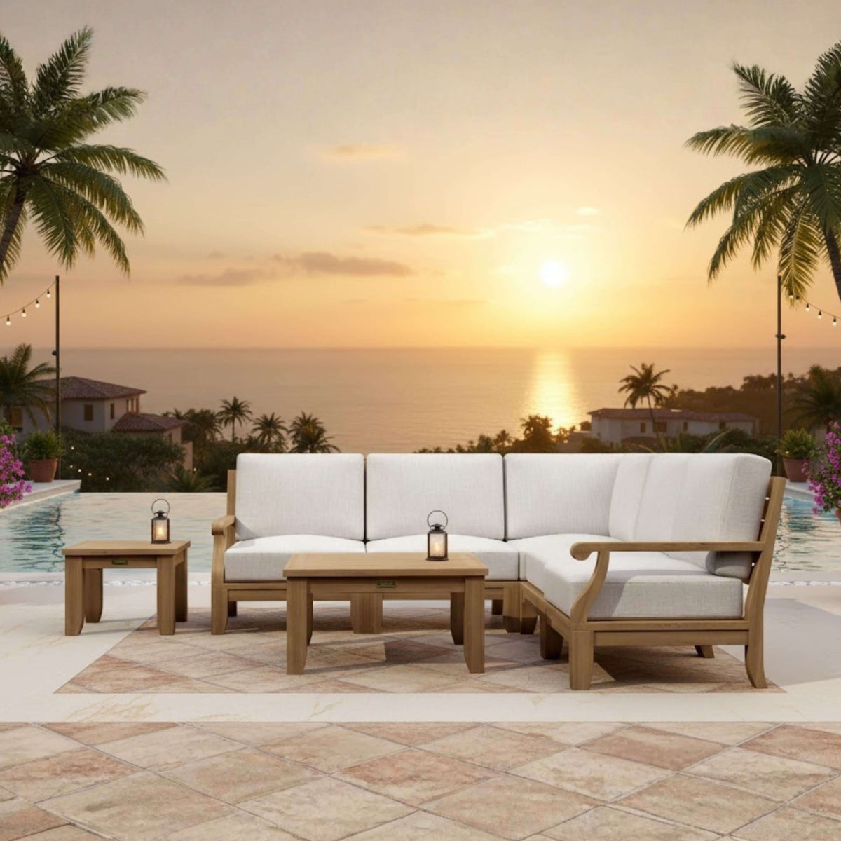 Anderson Teak Riviera 7-Piece Modular Set w/ Square Table