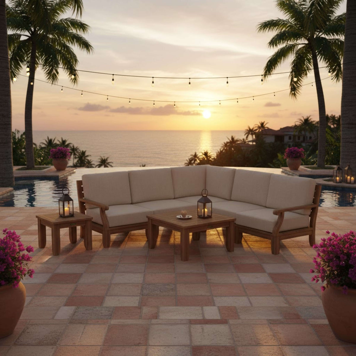 Anderson Teak Riviera 7-Piece Modular Set w/ Square Table