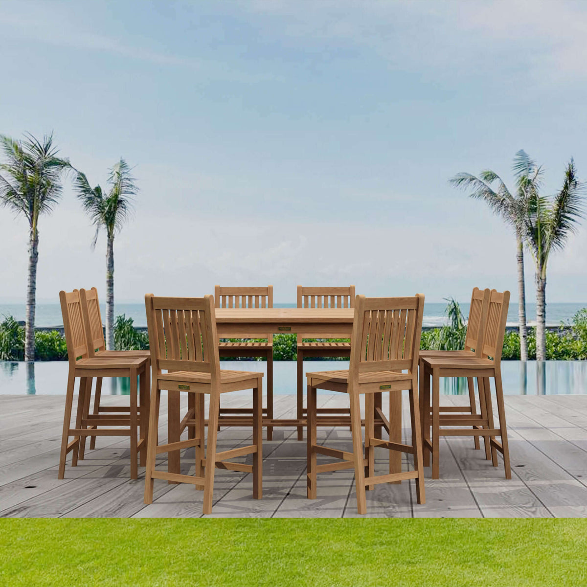 Anderson Teak Windsor Avalon 9-Piece Square Bar Set