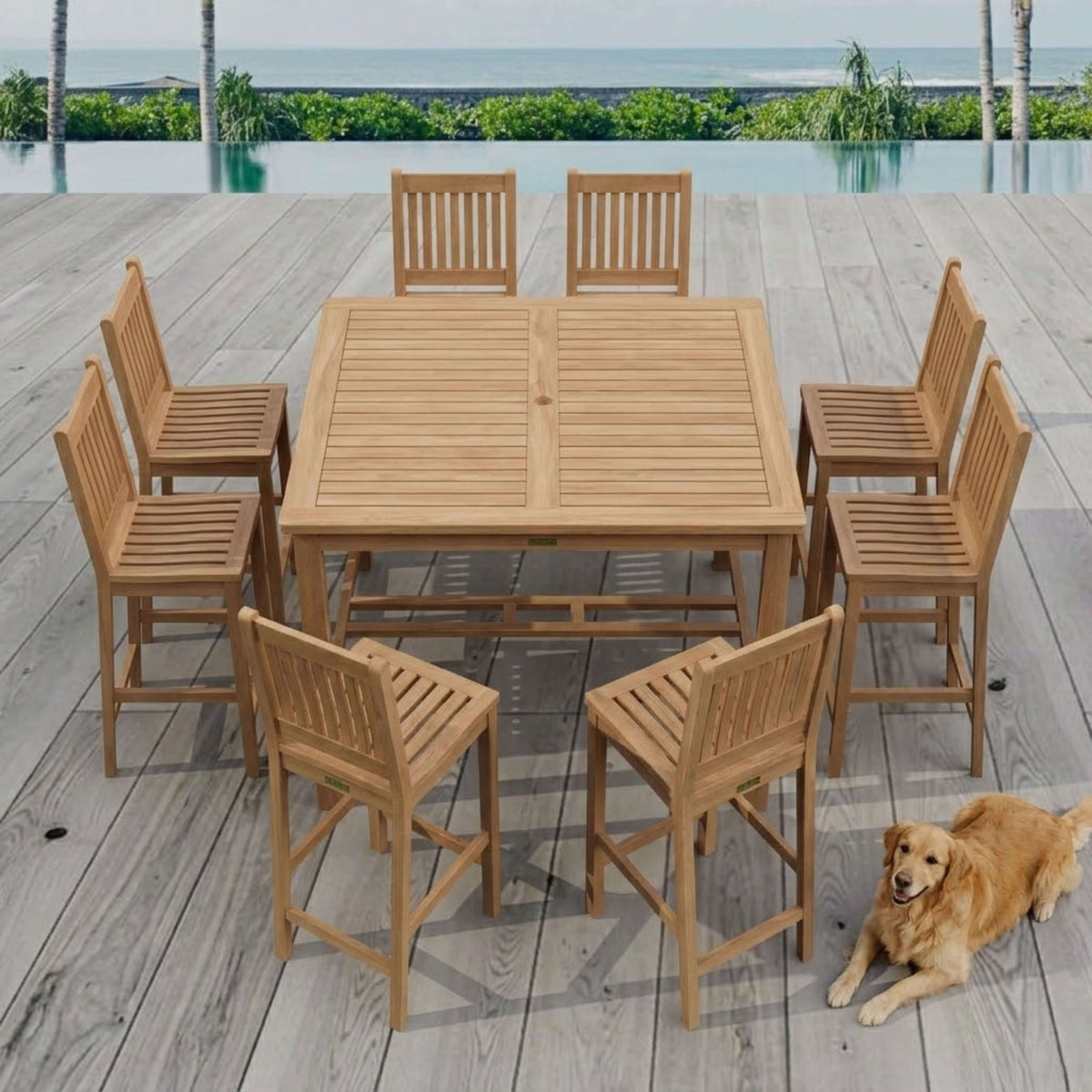 Anderson Teak Windsor Avalon 9-Piece Square Bar Set