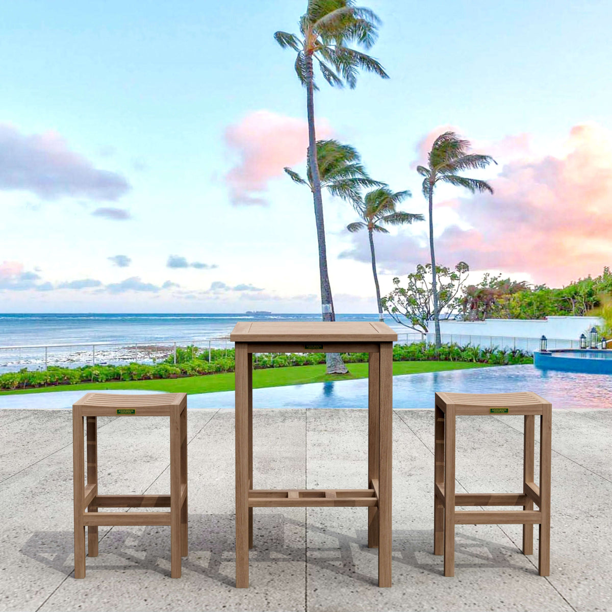 Anderson Teak Bahama Montego 3-Piece Square Bar Set