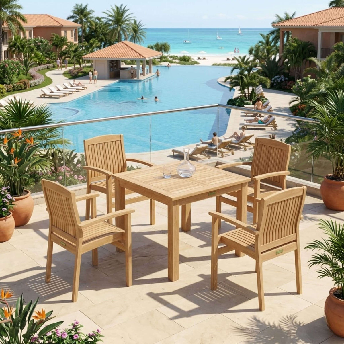 Anderson Teak Bahama Sahara 5-Piece Bistro Table Set